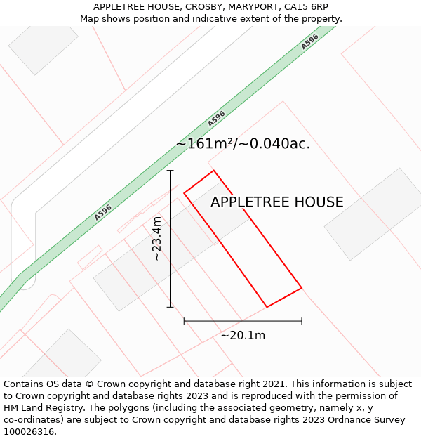 APPLETREE HOUSE, CROSBY, MARYPORT, CA15 6RP: Plot and title map