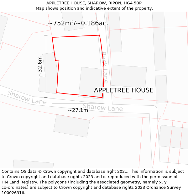 APPLETREE HOUSE, SHAROW, RIPON, HG4 5BP: Plot and title map