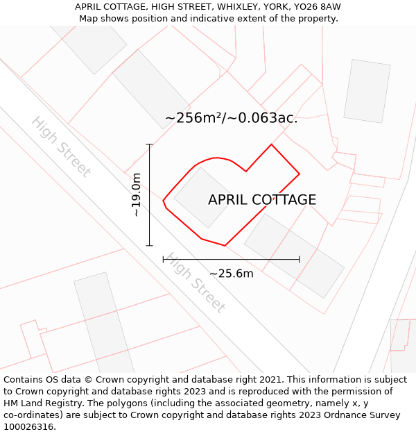 APRIL COTTAGE, HIGH STREET, WHIXLEY, YORK, YO26 8AW: Plot and title map