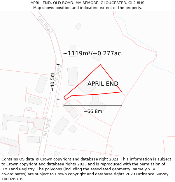 APRIL END, OLD ROAD, MAISEMORE, GLOUCESTER, GL2 8HS: Plot and title map