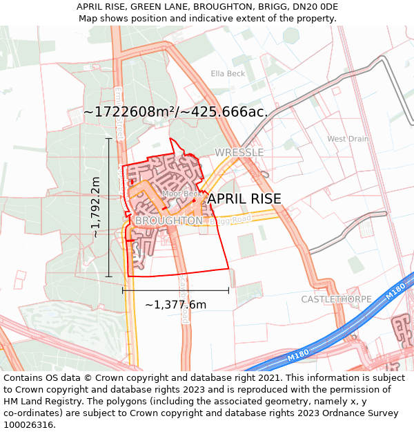 APRIL RISE, GREEN LANE, BROUGHTON, BRIGG, DN20 0DE: Plot and title map