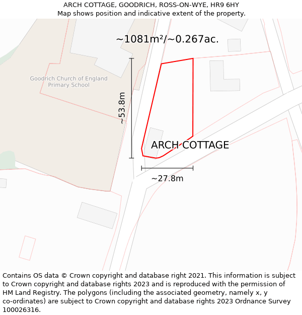ARCH COTTAGE, GOODRICH, ROSS-ON-WYE, HR9 6HY: Plot and title map