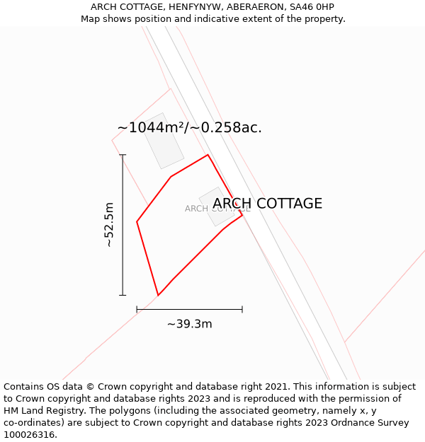 ARCH COTTAGE, HENFYNYW, ABERAERON, SA46 0HP: Plot and title map