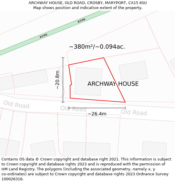 ARCHWAY HOUSE, OLD ROAD, CROSBY, MARYPORT, CA15 6SU: Plot and title map