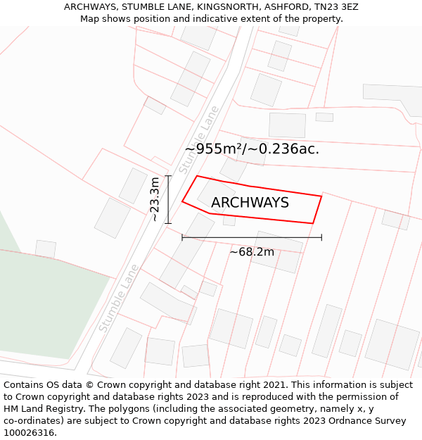 ARCHWAYS, STUMBLE LANE, KINGSNORTH, ASHFORD, TN23 3EZ: Plot and title map