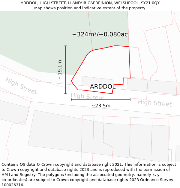 ARDDOL, HIGH STREET, LLANFAIR CAEREINION, WELSHPOOL, SY21 0QY: Plot and title map