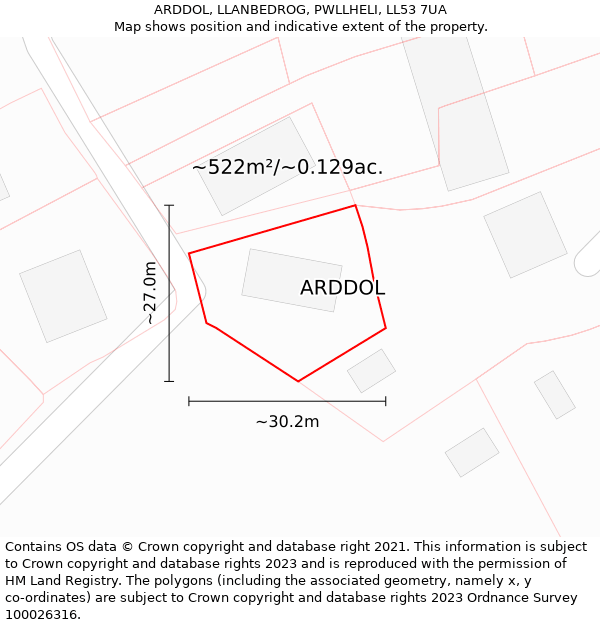 ARDDOL, LLANBEDROG, PWLLHELI, LL53 7UA: Plot and title map