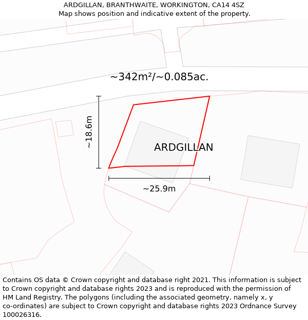 ARDGILLAN, BRANTHWAITE, WORKINGTON, CA14 4SZ: Plot and title map