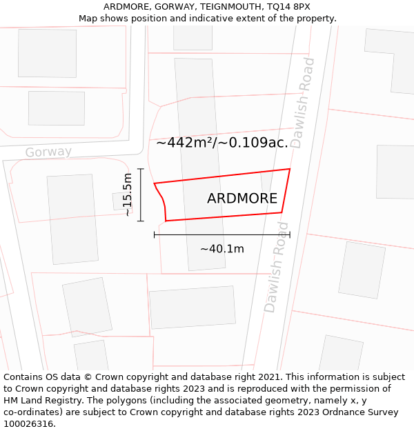 ARDMORE, GORWAY, TEIGNMOUTH, TQ14 8PX: Plot and title map