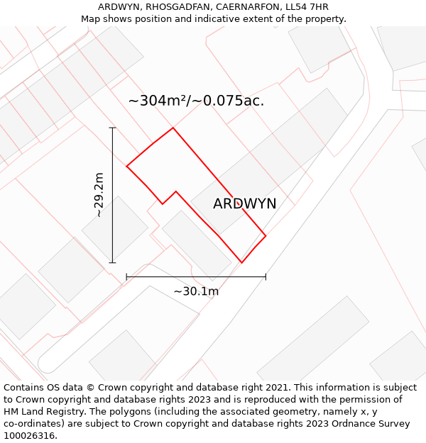 ARDWYN, RHOSGADFAN, CAERNARFON, LL54 7HR: Plot and title map