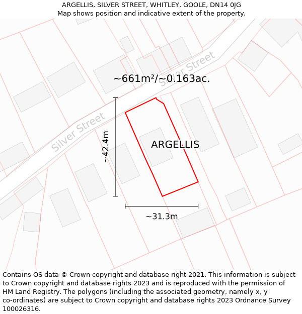 ARGELLIS, SILVER STREET, WHITLEY, GOOLE, DN14 0JG: Plot and title map