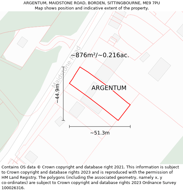 ARGENTUM, MAIDSTONE ROAD, BORDEN, SITTINGBOURNE, ME9 7PU: Plot and title map