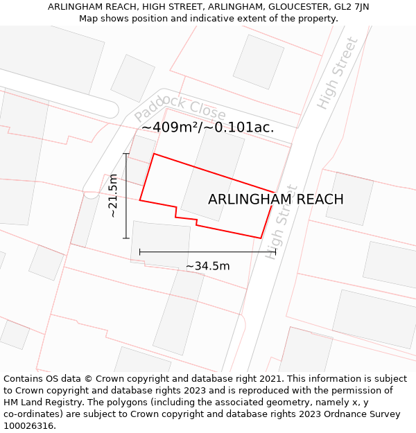 ARLINGHAM REACH, HIGH STREET, ARLINGHAM, GLOUCESTER, GL2 7JN: Plot and title map