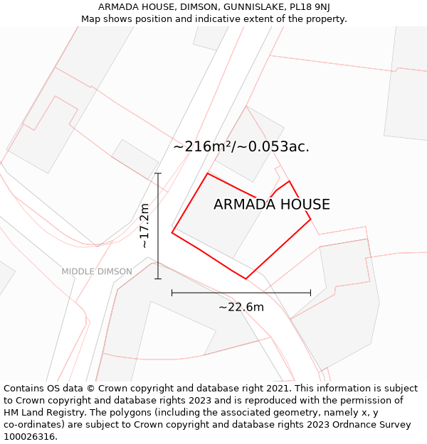ARMADA HOUSE, DIMSON, GUNNISLAKE, PL18 9NJ: Plot and title map