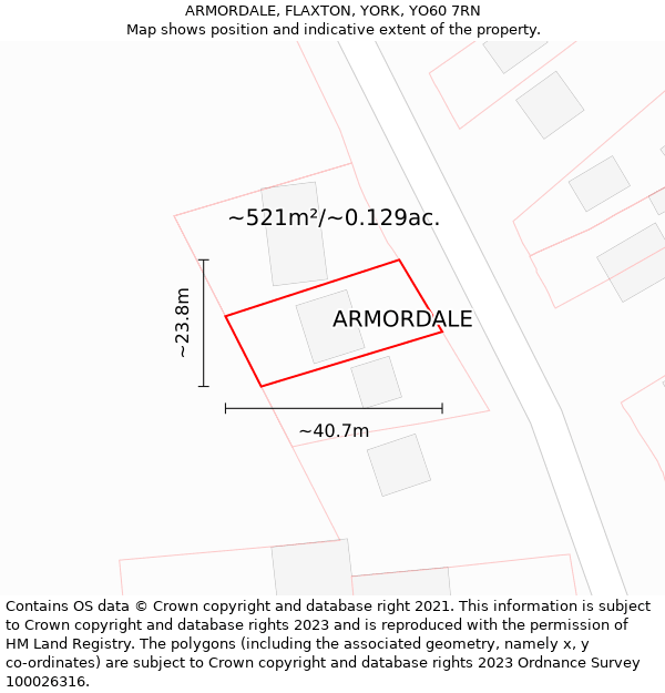 ARMORDALE, FLAXTON, YORK, YO60 7RN: Plot and title map