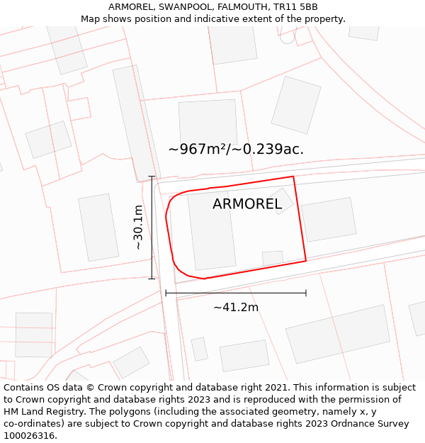 ARMOREL, SWANPOOL, FALMOUTH, TR11 5BB: Plot and title map