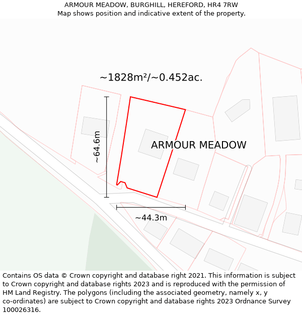 ARMOUR MEADOW, BURGHILL, HEREFORD, HR4 7RW: Plot and title map