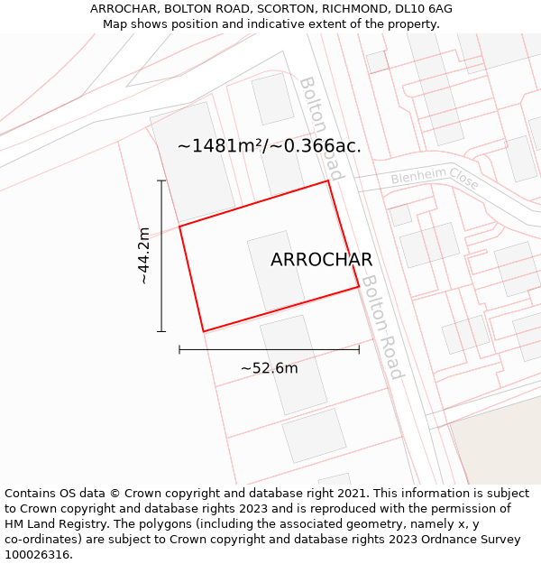 ARROCHAR, BOLTON ROAD, SCORTON, RICHMOND, DL10 6AG: Plot and title map
