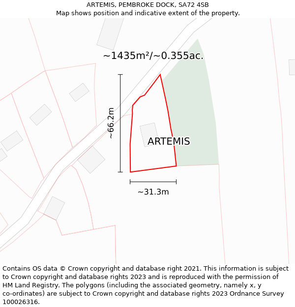 ARTEMIS, PEMBROKE DOCK, SA72 4SB: Plot and title map