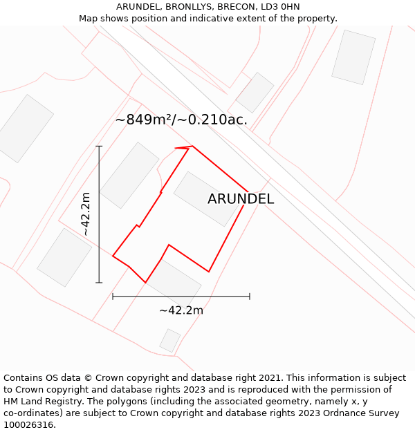 ARUNDEL, BRONLLYS, BRECON, LD3 0HN: Plot and title map