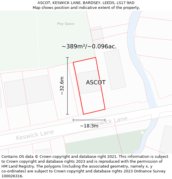 ASCOT, KESWICK LANE, BARDSEY, LEEDS, LS17 9AD: Plot and title map