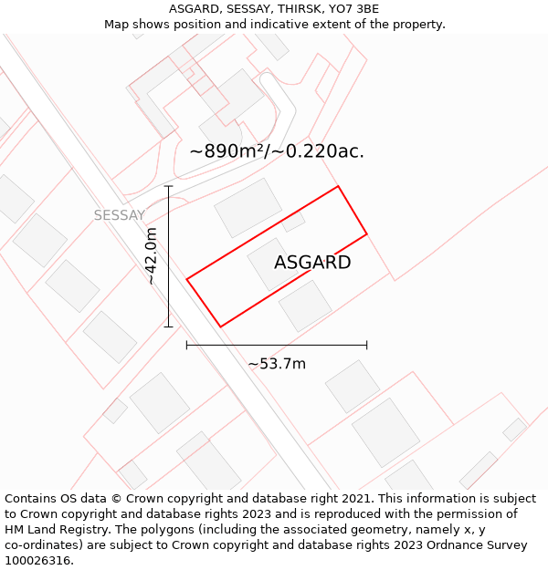 ASGARD, SESSAY, THIRSK, YO7 3BE: Plot and title map