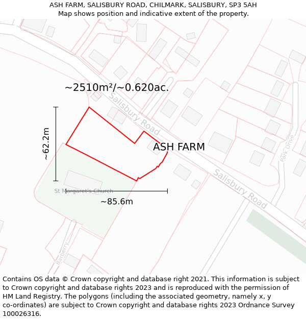 ASH FARM, SALISBURY ROAD, CHILMARK, SALISBURY, SP3 5AH: Plot and title map