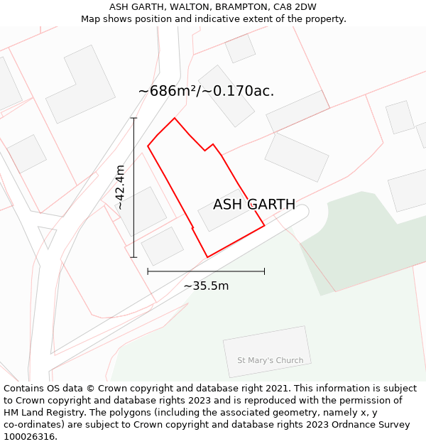 ASH GARTH, WALTON, BRAMPTON, CA8 2DW: Plot and title map