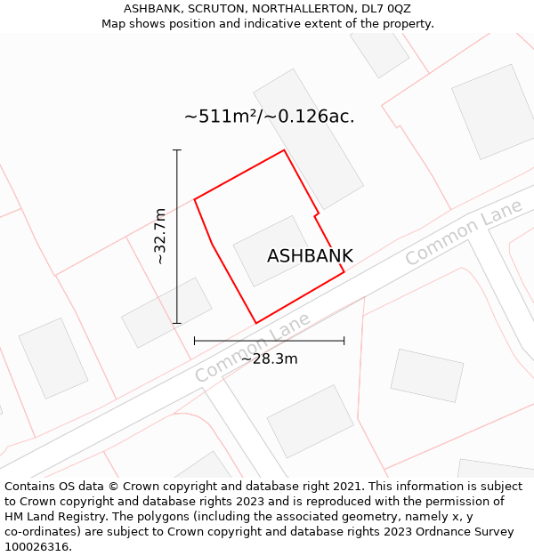 ASHBANK, SCRUTON, NORTHALLERTON, DL7 0QZ: Plot and title map