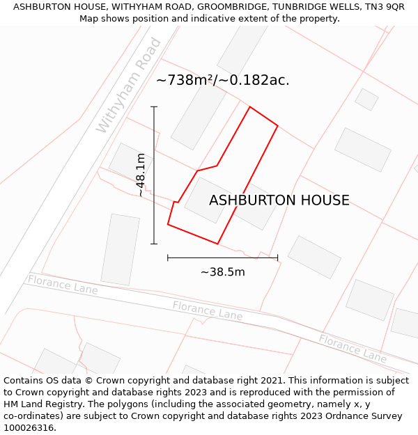 ASHBURTON HOUSE, WITHYHAM ROAD, GROOMBRIDGE, TUNBRIDGE WELLS, TN3 9QR: Plot and title map