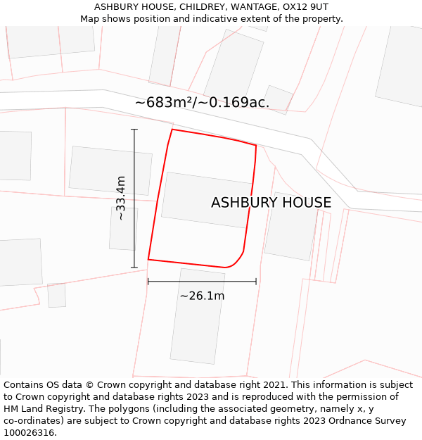 ASHBURY HOUSE, CHILDREY, WANTAGE, OX12 9UT: Plot and title map