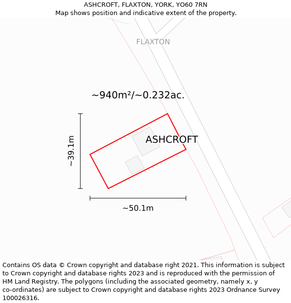 ASHCROFT, FLAXTON, YORK, YO60 7RN: Plot and title map