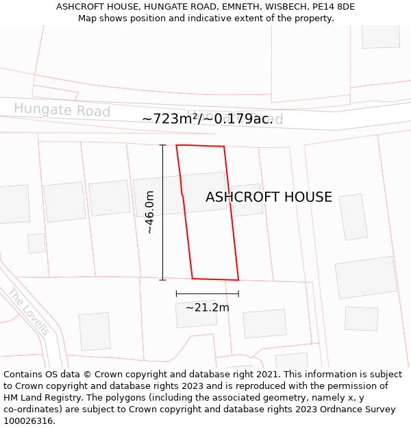 ASHCROFT HOUSE, HUNGATE ROAD, EMNETH, WISBECH, PE14 8DE: Plot and title map