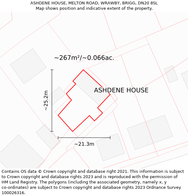 ASHDENE HOUSE, MELTON ROAD, WRAWBY, BRIGG, DN20 8SL: Plot and title map