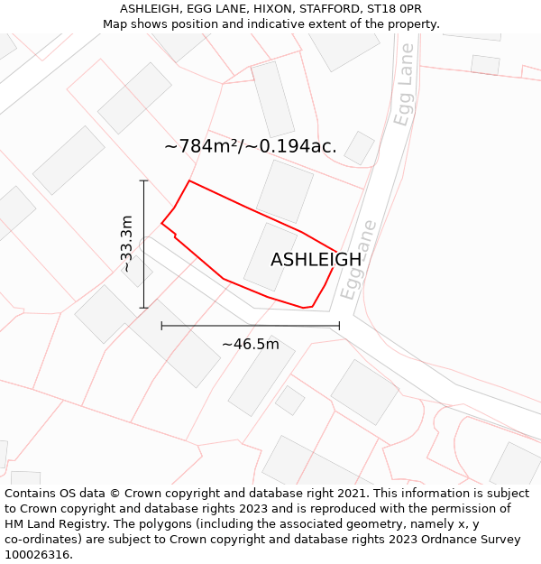 ASHLEIGH, EGG LANE, HIXON, STAFFORD, ST18 0PR: Plot and title map