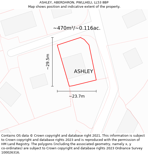 ASHLEY, ABERDARON, PWLLHELI, LL53 8BP: Plot and title map