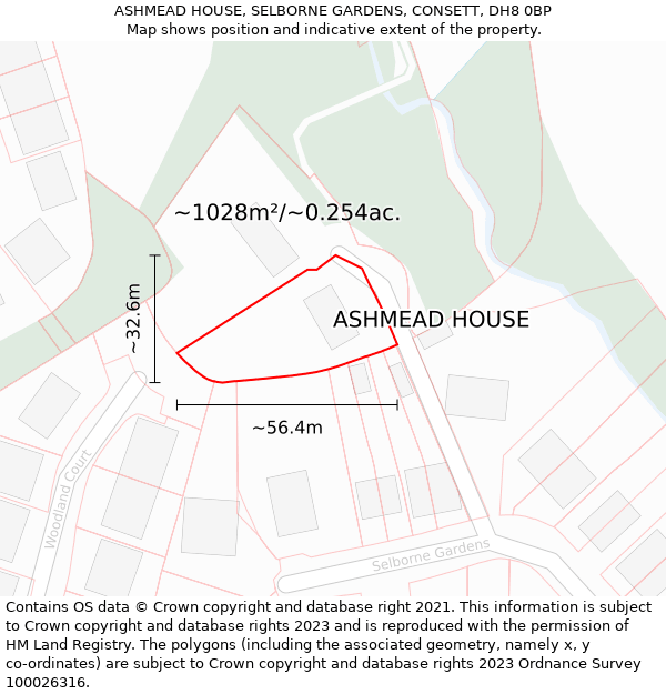 ASHMEAD HOUSE, SELBORNE GARDENS, CONSETT, DH8 0BP: Plot and title map