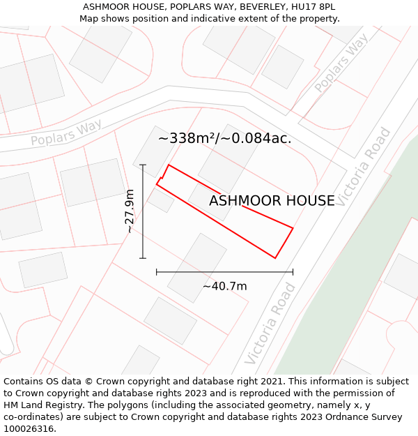 ASHMOOR HOUSE, POPLARS WAY, BEVERLEY, HU17 8PL: Plot and title map