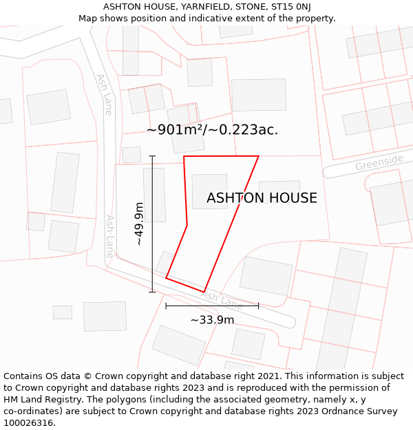 ASHTON HOUSE, YARNFIELD, STONE, ST15 0NJ: Plot and title map