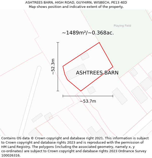 ASHTREES BARN, HIGH ROAD, GUYHIRN, WISBECH, PE13 4ED: Plot and title map