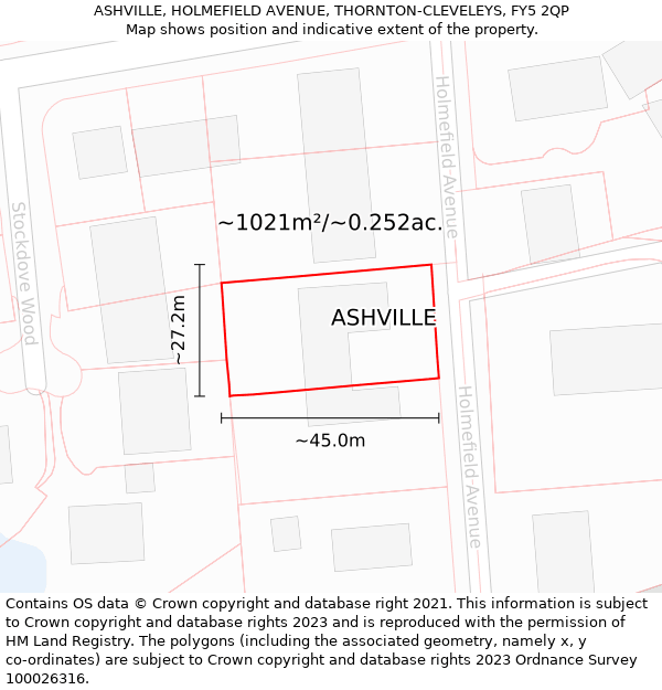 ASHVILLE, HOLMEFIELD AVENUE, THORNTON-CLEVELEYS, FY5 2QP: Plot and title map