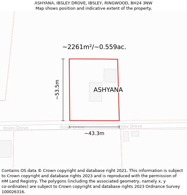 ASHYANA, IBSLEY DROVE, IBSLEY, RINGWOOD, BH24 3NW: Plot and title map