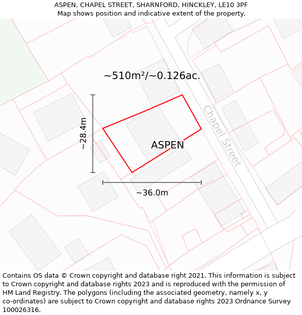 ASPEN, CHAPEL STREET, SHARNFORD, HINCKLEY, LE10 3PF: Plot and title map