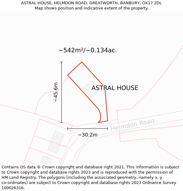 ASTRAL HOUSE, HELMDON ROAD, GREATWORTH, BANBURY, OX17 2DL: Plot and title map