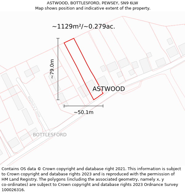 ASTWOOD, BOTTLESFORD, PEWSEY, SN9 6LW: Plot and title map