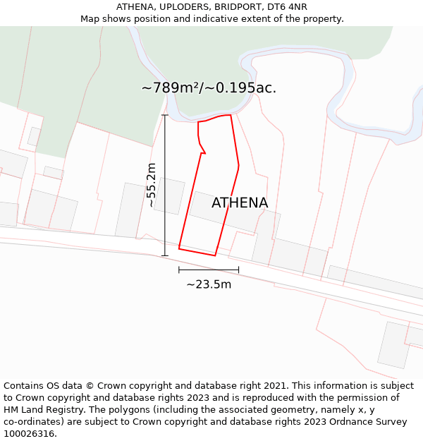 ATHENA, UPLODERS, BRIDPORT, DT6 4NR: Plot and title map