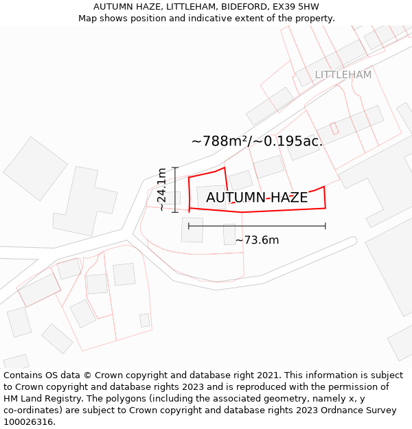 AUTUMN HAZE, LITTLEHAM, BIDEFORD, EX39 5HW: Plot and title map