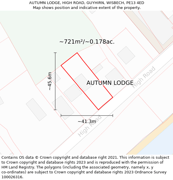 AUTUMN LODGE, HIGH ROAD, GUYHIRN, WISBECH, PE13 4ED: Plot and title map