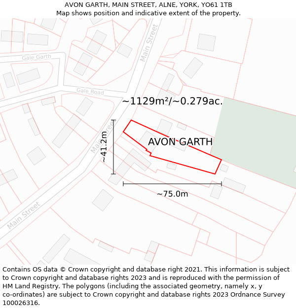 AVON GARTH, MAIN STREET, ALNE, YORK, YO61 1TB: Plot and title map