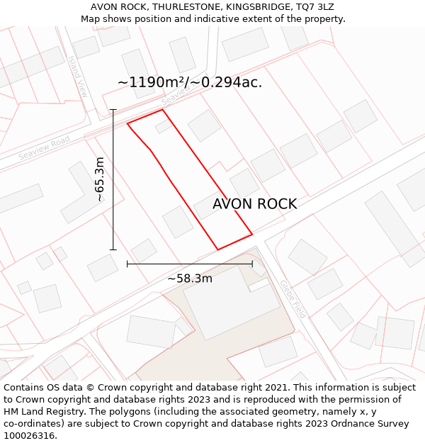 AVON ROCK, THURLESTONE, KINGSBRIDGE, TQ7 3LZ: Plot and title map